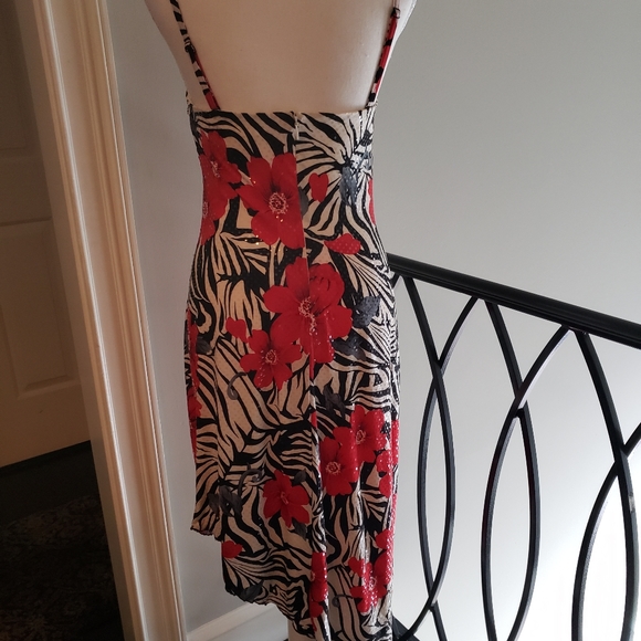Cache zebra print with red flowers dress - Picture 3 of 5